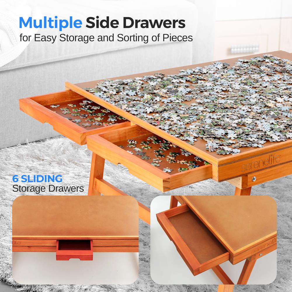 Serenelife Game Tables Puzzletisch Holz 6 Schubladen