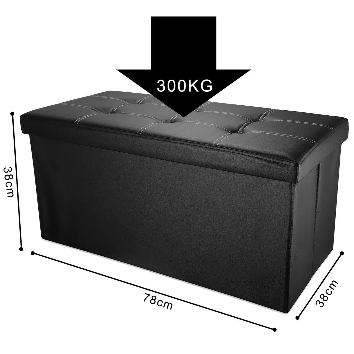 Intirilife Sitzbank 78x38x38 cm Sitztruhe Kunstleder schwarz