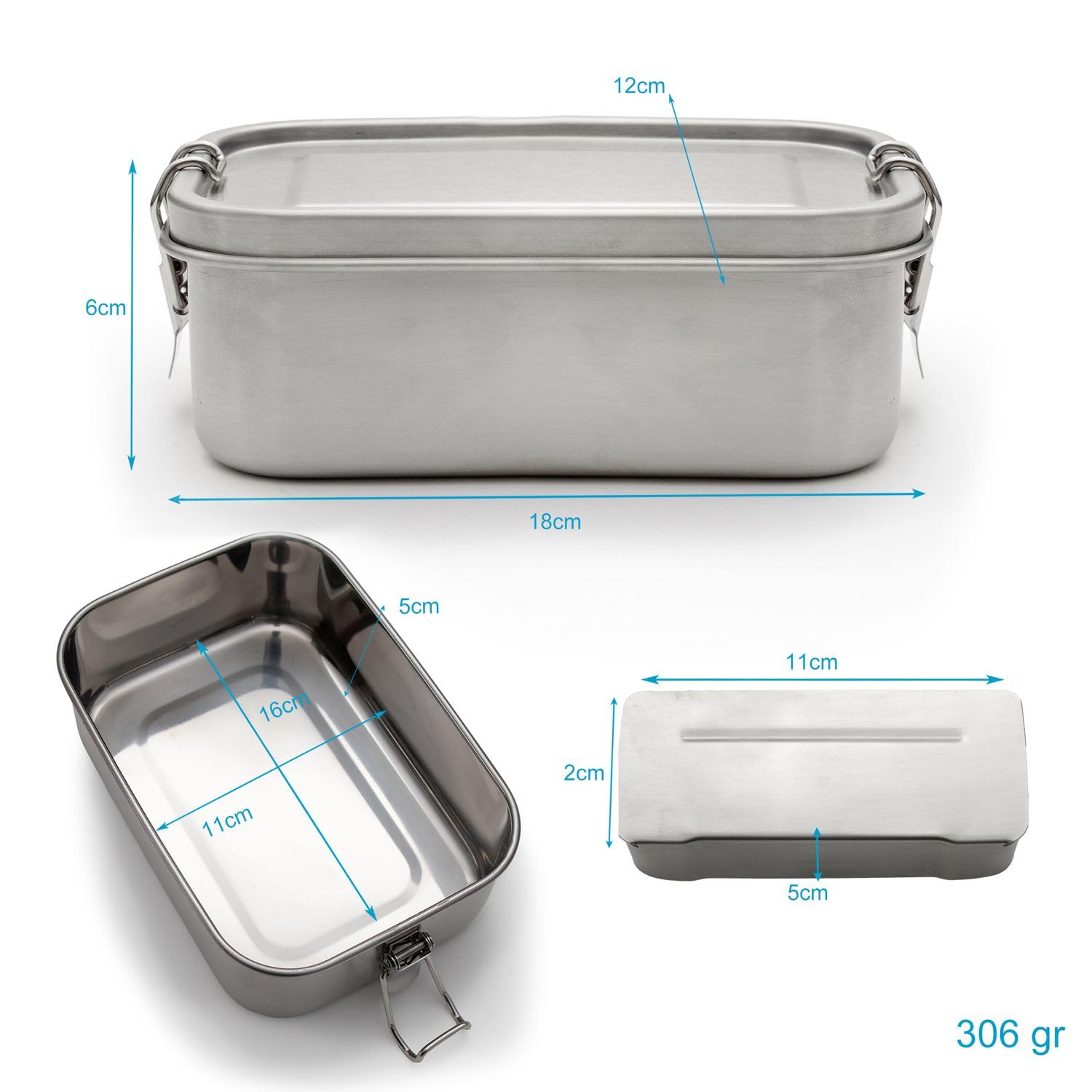Intirilife Lunchbox Edelstahl 550 ml Silber auslaufsicher