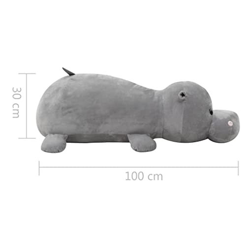 vidaXL Hippo Kuscheltier Plüsch Grau 100x30cm Kinder