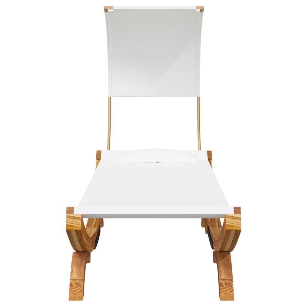 vidaXL Loungebett Bugholz Dach Creme 100x200 cm Sonnenliege