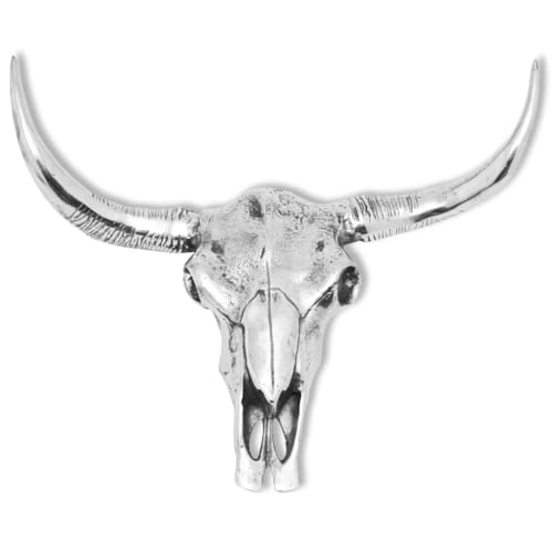 vidaXL Wanddeko Bullenschädel 58 cm Aluminium Silber
