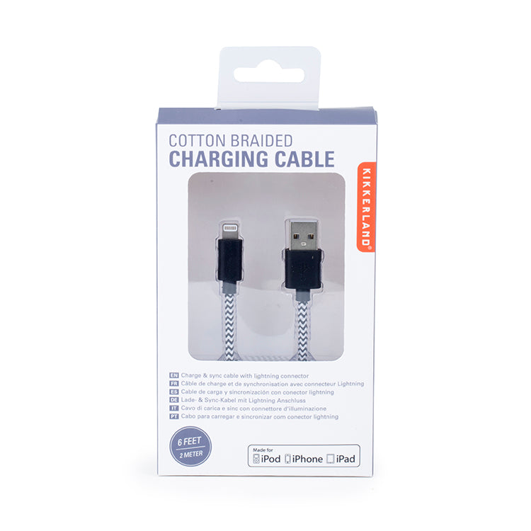 Kikkerland Chevron Cotton Braided Charging Cord Ladekabel 1,8 m
