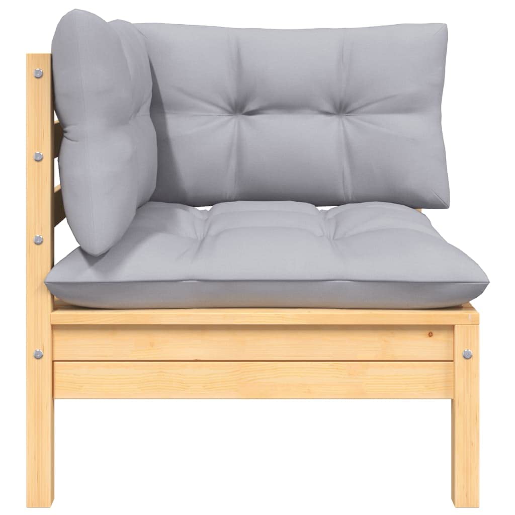 vidaXL Garten Ecksofa Modular Kiefer Braun Grau Kissen Lounge