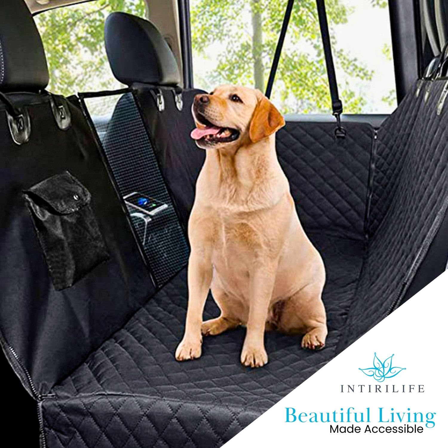 Intirilife Hundedecke Auto Rückbank Schwarz 134,6cm wasserdicht