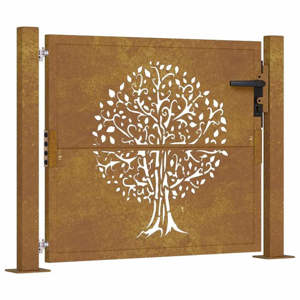 vidaXL Heim & Garten Gartentor Cortenstahl Baum 100x75 cm