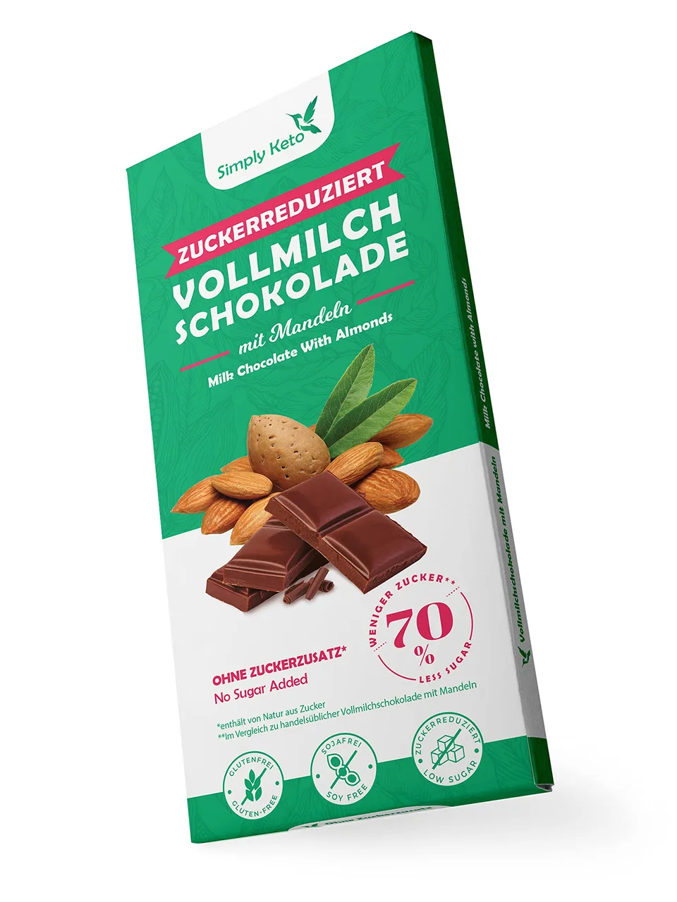 Simply Keto Süße Snacks Schokolade Mandel 40% Kakao