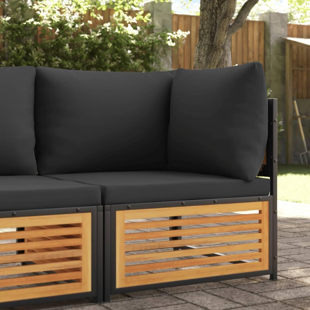 vidaXL Garten-Ecksofa Anthrazit Akazie mit Kissen modular
