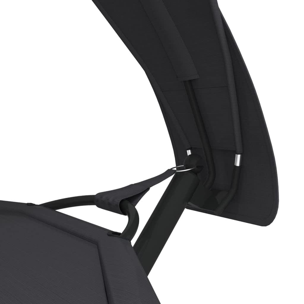 vidaXL Hängematte mit Dach Gestell Schwarz Oxford-Gewebe