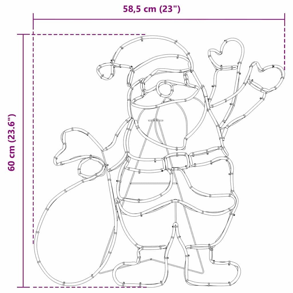 vidaXL Heim & Garten Santa Claus Licht Eisen mehrfarbig 58,5cm