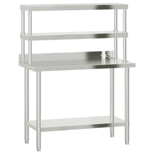 vidaXL Arbeitstisch Edelstahl 110x55 cm mit Aufsatzboard