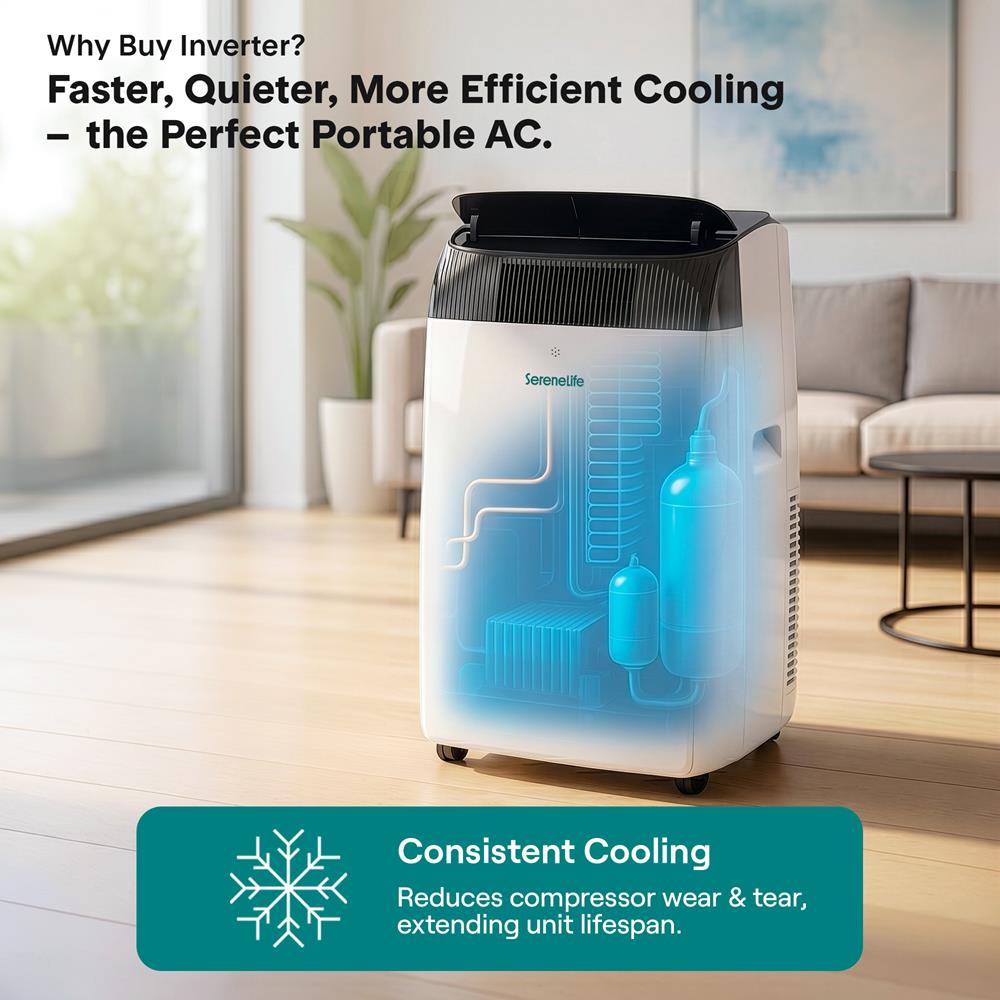 Serenelife Portable AC mobile Klimaanlage 16000 BTU grau