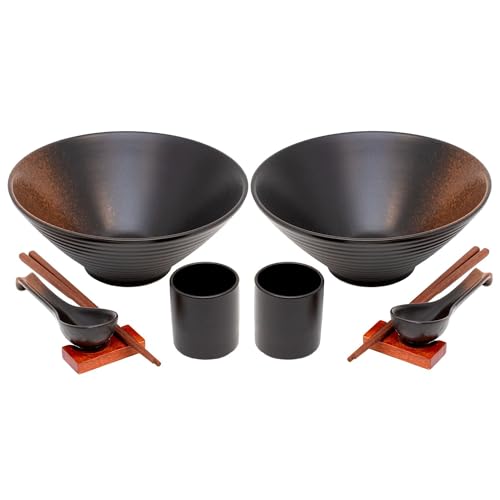 Intirilife Ramen Schüssel Set Keramik Schwarz 2 Personen