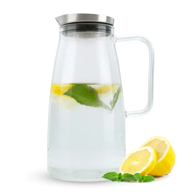Intirilife Karaffe Klar Krug 1,2l Borosilikatglas mit Deckel