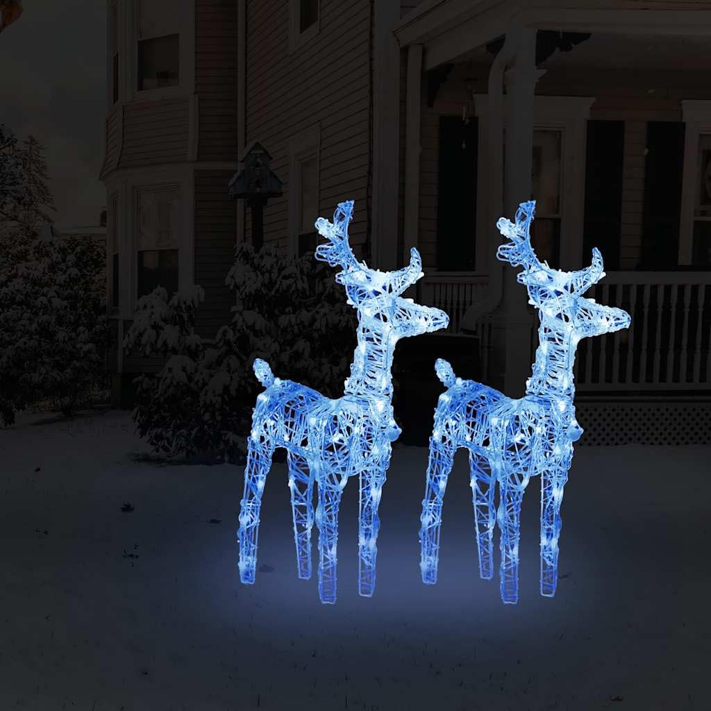 vidaXL LED-Rentiere 2 Stk Weihnachtsdeko Blau 80 LEDs Acryl