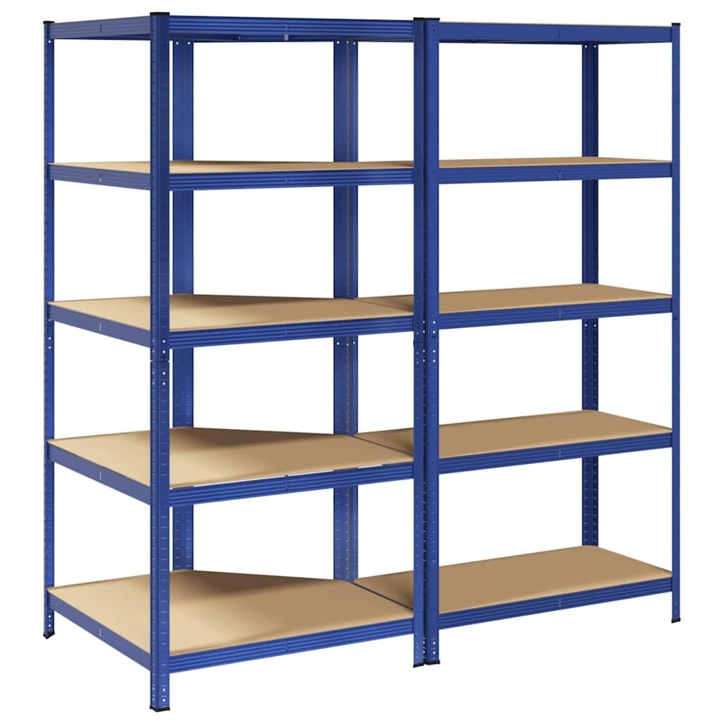 vidaXL Regal-Set 5 Böden 2-tlg Blau Stahl Schwerlastregal