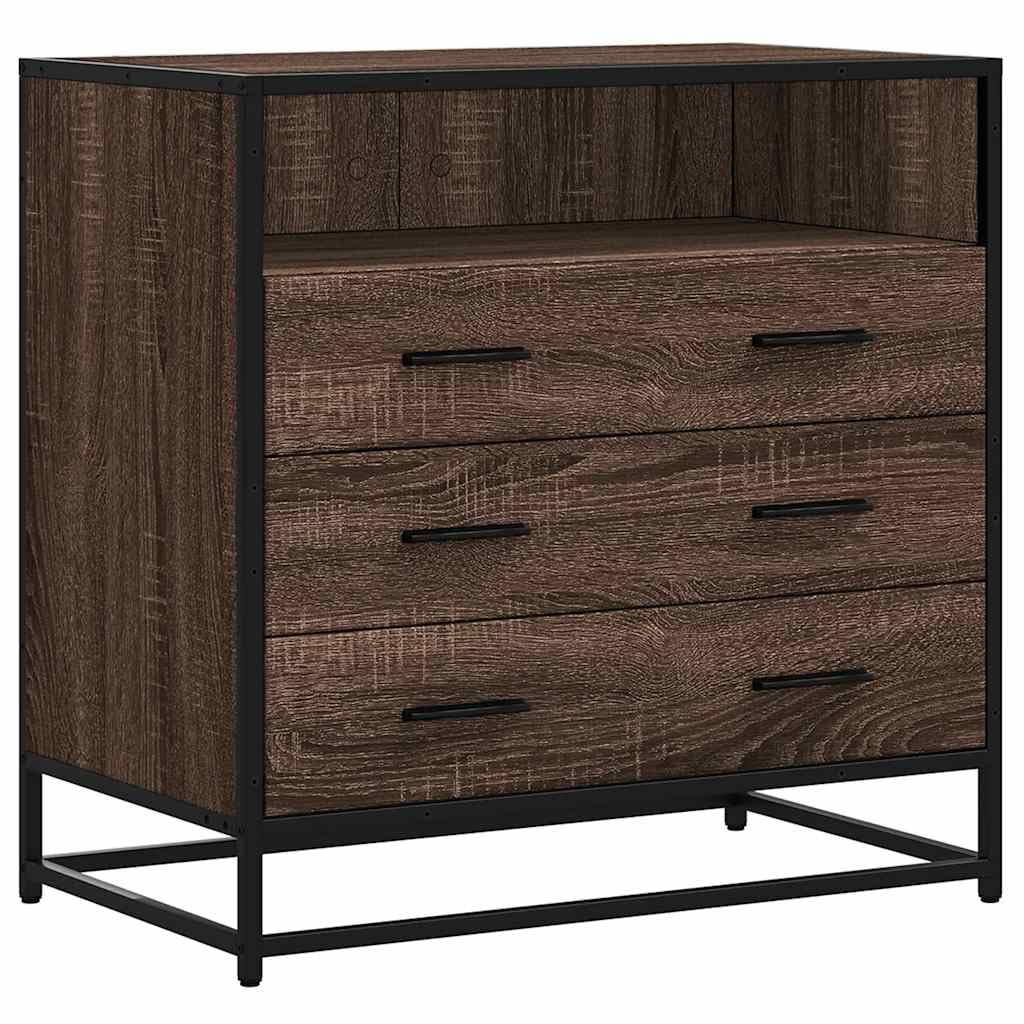 vidaXL Schubladenschrank 70x41x70 cm Braune Eiche Holz 3 Schubladen
