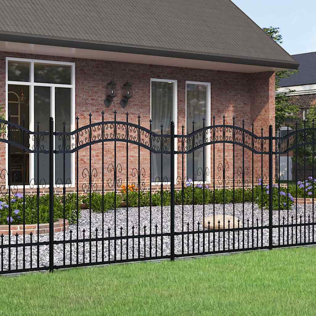 vidaXL Gartenzaun KAMPEN Schwarz 240 cm Stahlzaun