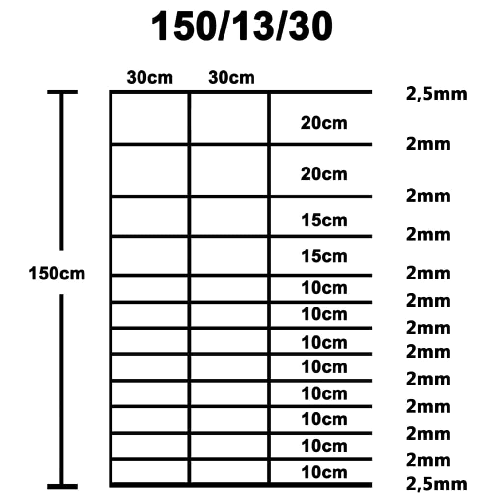 vidaXL Heim & Garten Gartenzaun 50x1,5m Drahtzaun verzinkt