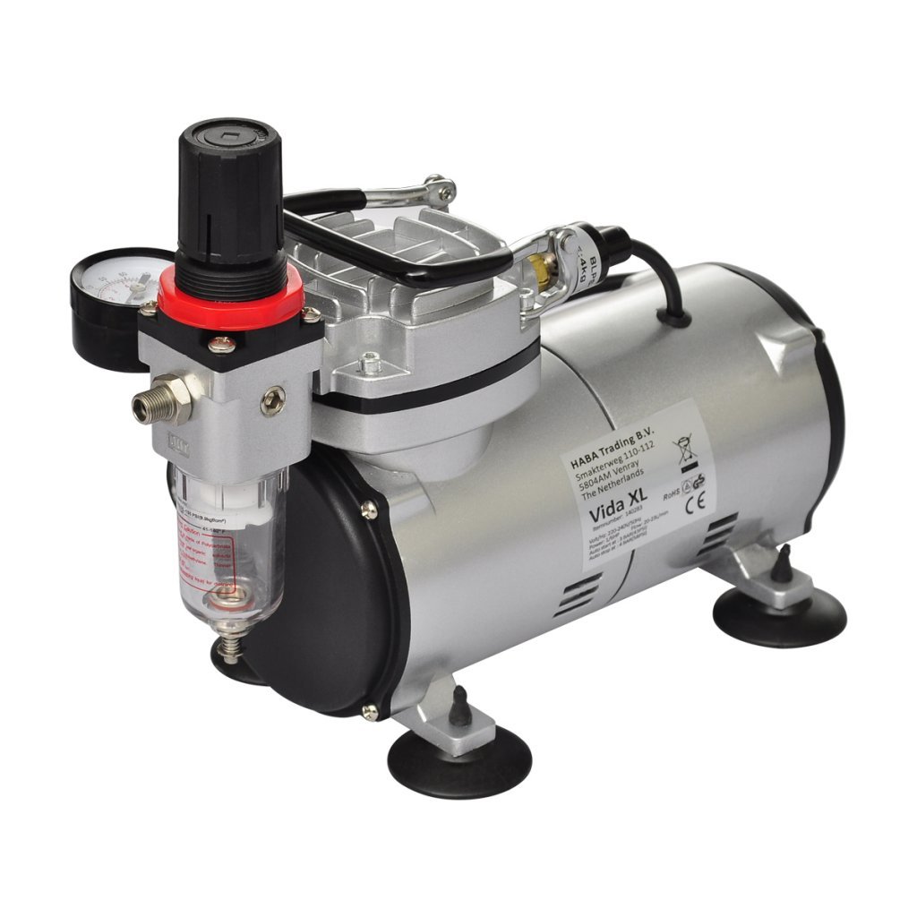 vidaXL Airbrush Profi Komplett-Set Kompressor 2 Pistolen