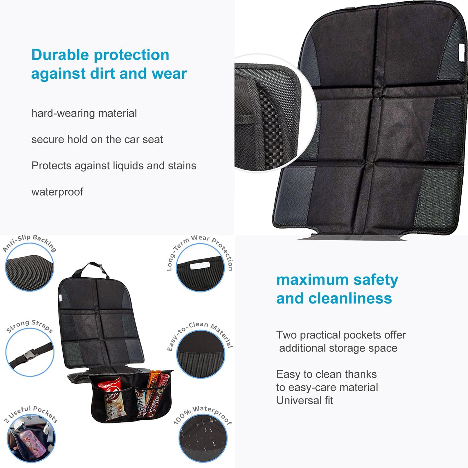 Intirilife Sitzauflage Auto Schwarz 120,6cm wasserabweisend