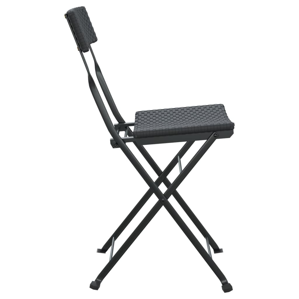 vidaXL Heim & Garten Klappstühle 4St Schwarz Rattan Stahl