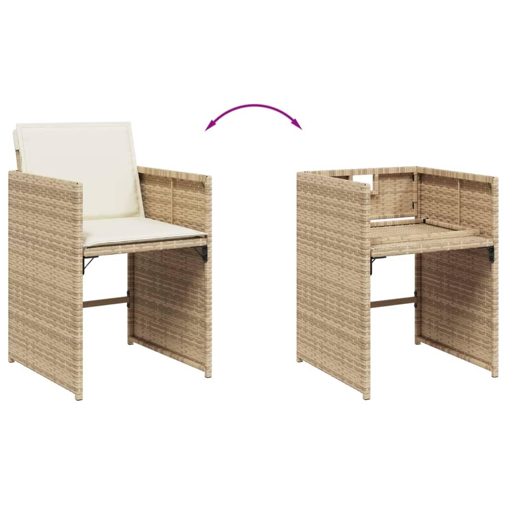 vidaXL Garten-Essgruppe Poly Rattan 10-Sitzer Beige mit Kissen