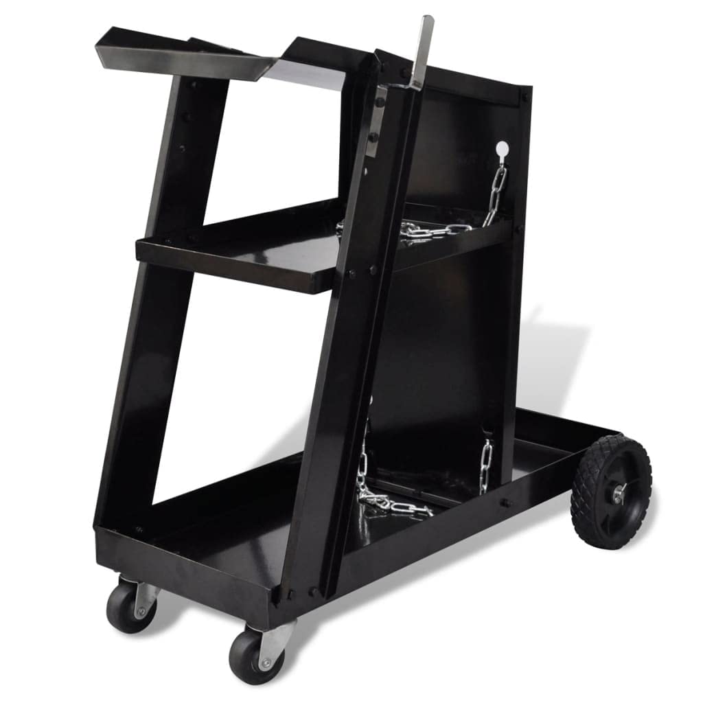 vidaXL Schweißwagen Handwagen Schwarz Stahl 40 kg 3 Regale