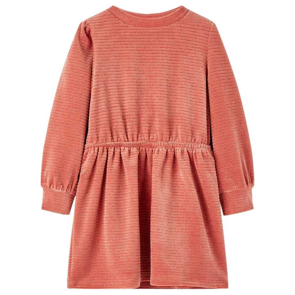 vidaXL Baby & Kleinkind Kinderkleid A-Linie Gr. 92 Mittelrosa Langarm