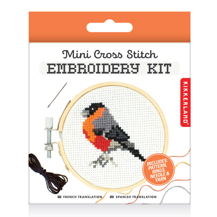 Kikkerland Crafters Bird Mini Kreuzstich Stickset mit Rahmen