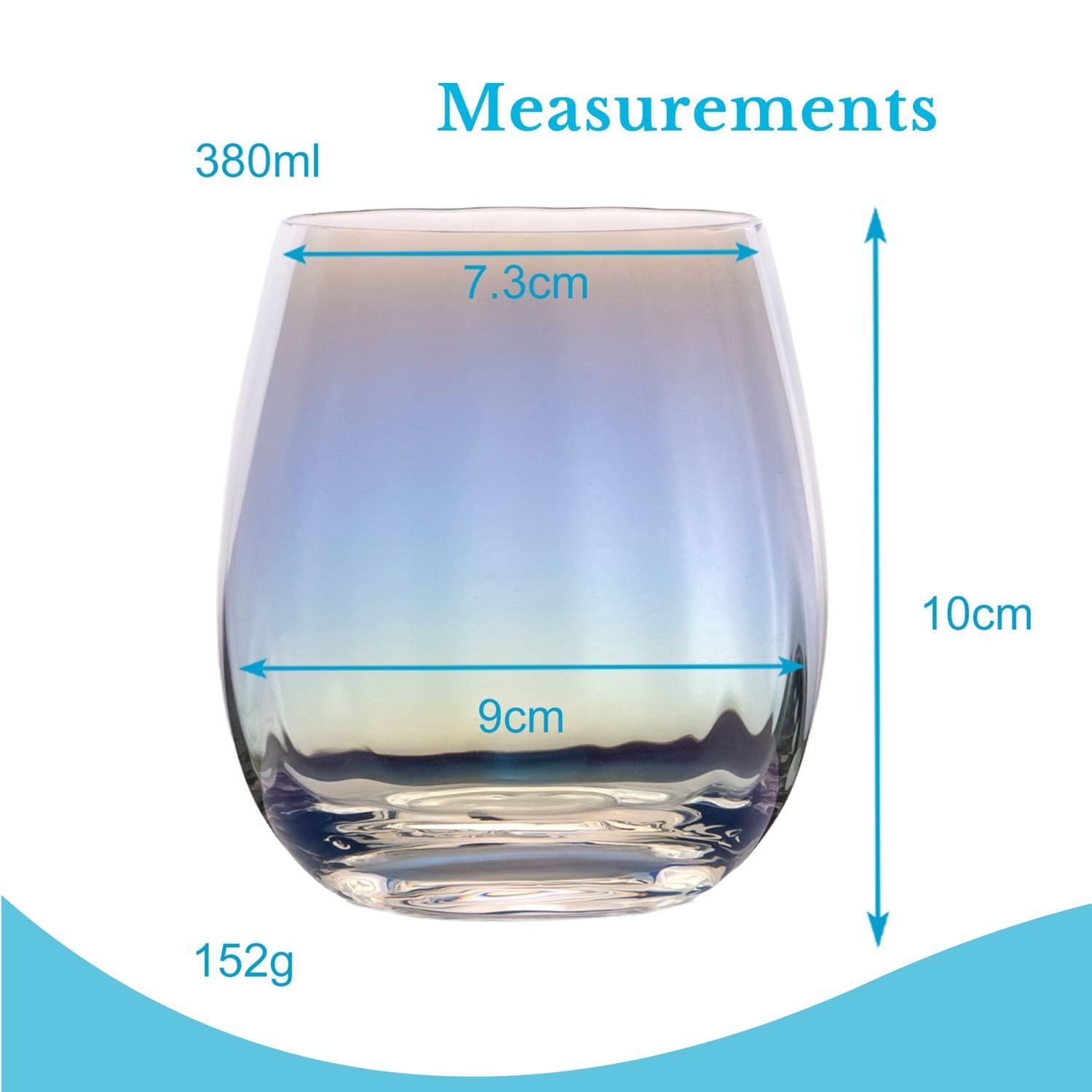 Intirilife Trinkglas Regenbogen 2er Set 380 ml Welle