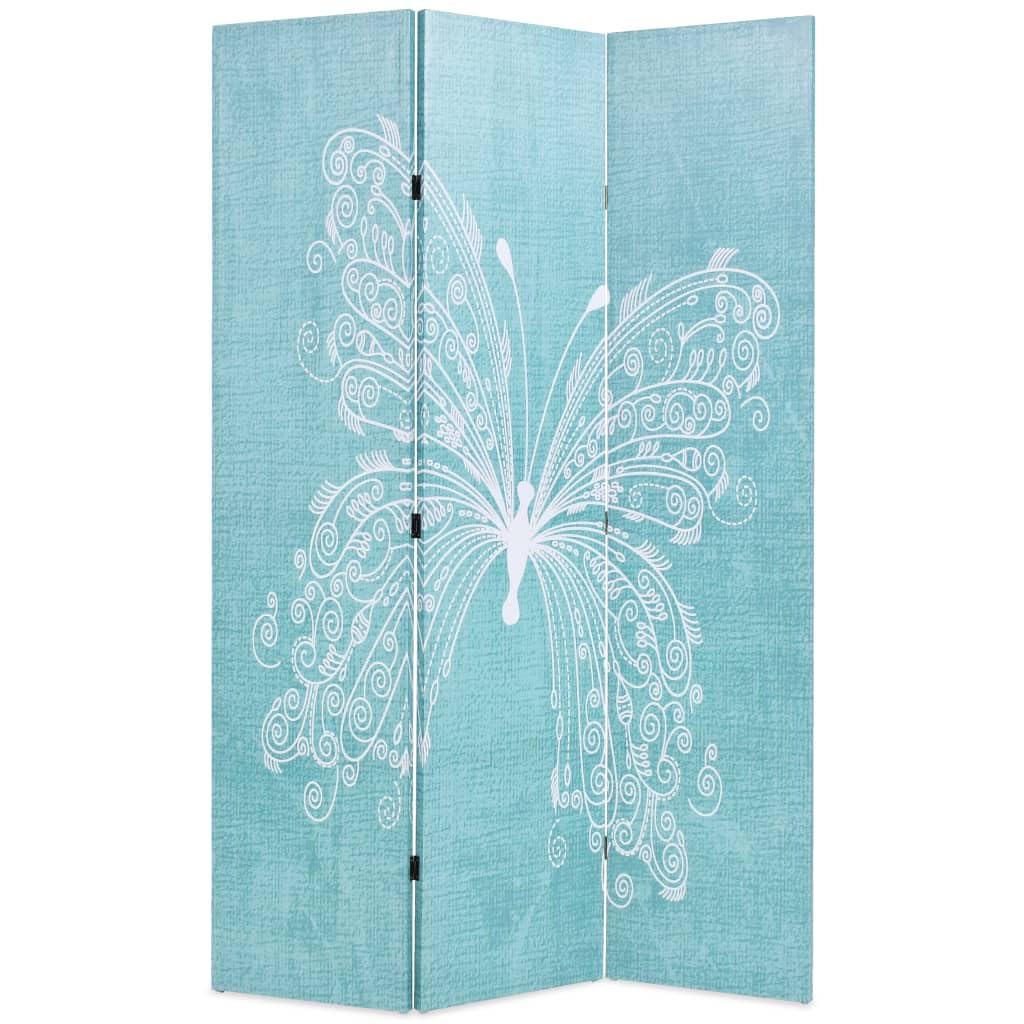 vidaXL Möbel Raumteiler 120x170 cm Blau Schmetterling 3-teilig