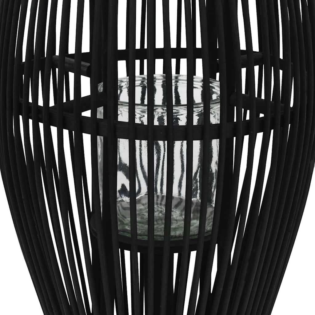 vidaXL Kerzenleuchter Bambus Schwarz 60 cm Hängelaterne Glas