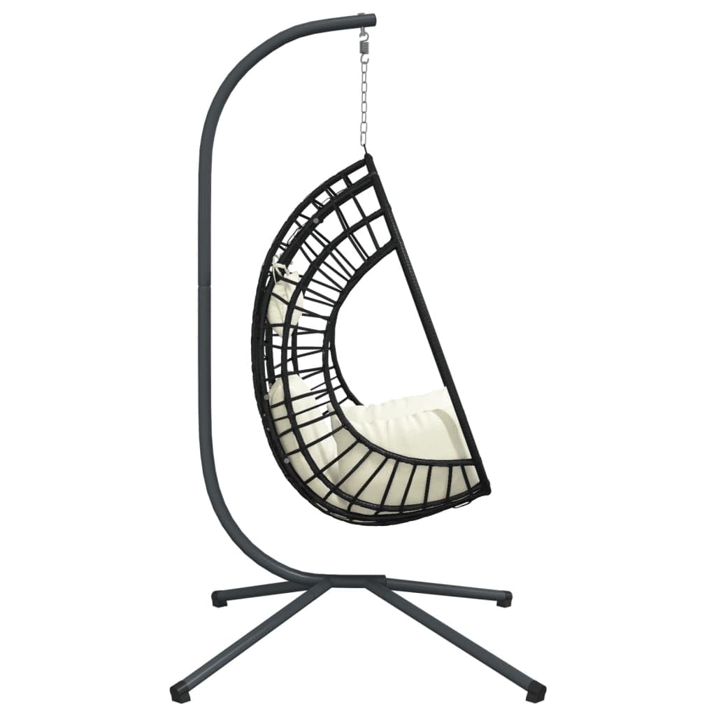 vidaXL Heim & Garten Hängesessel Ei Beige Rattan Stahl 104x100x197
