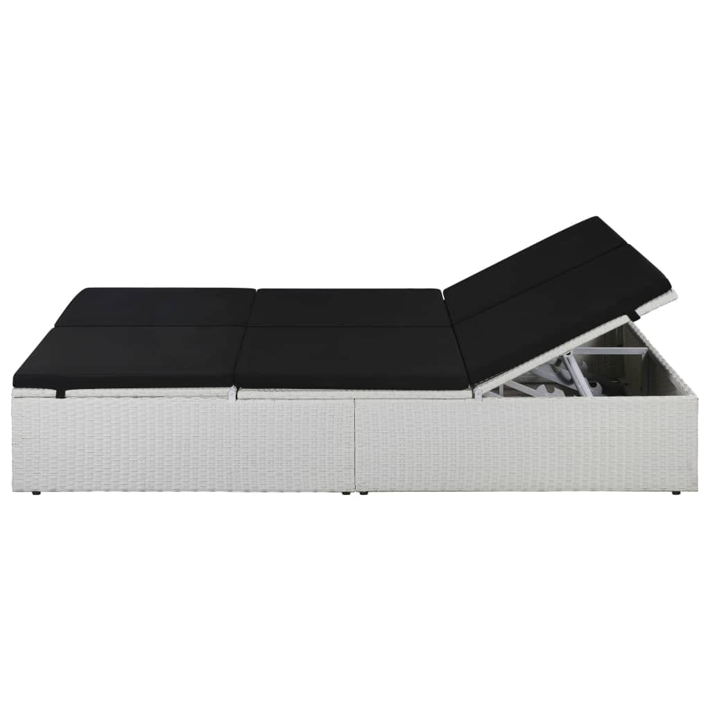 vidaXL Sonnenliege Poly Rattan schwarz mit Auflage Doppelliege
