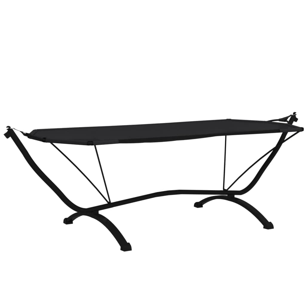vidaXL Hängematte mit Dach Gestell Schwarz Oxford-Gewebe