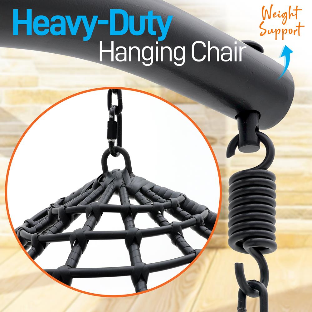 Serenelife Outdoor Swing Hängesessel Rattan grau Stahl