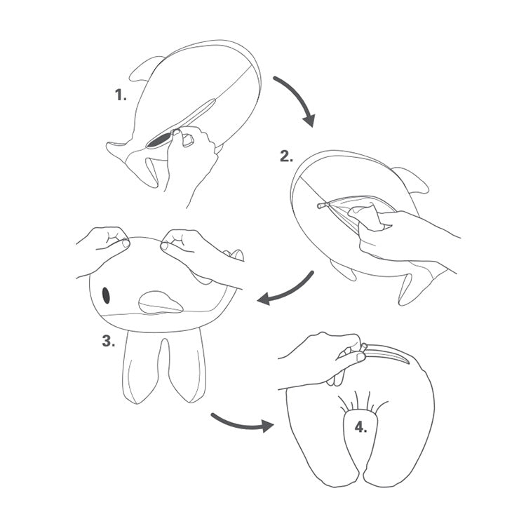 Kikkerland Whale Zip & Flip Travel Pillow Reisekissen Wal
