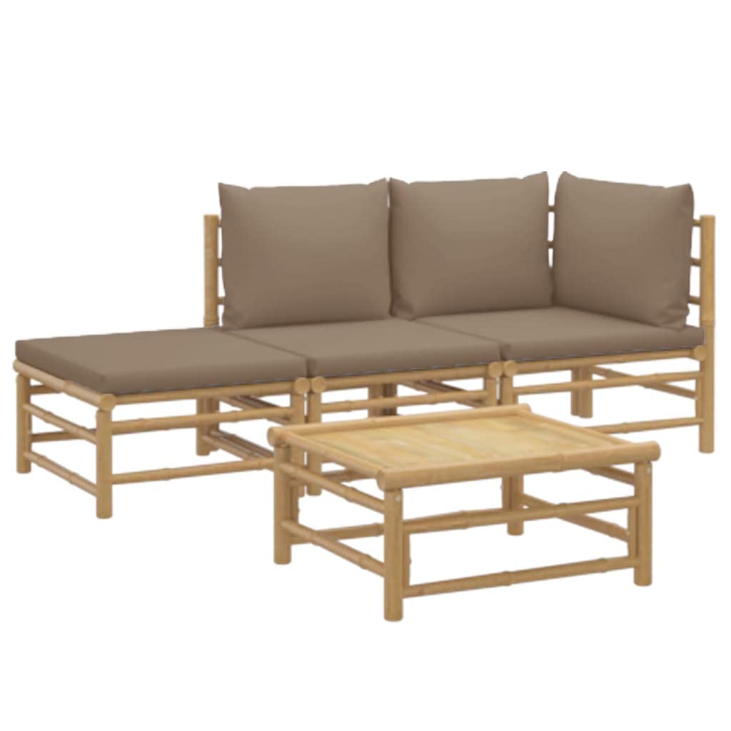 vidaXL Garten-Lounge-Set Bambus Hellgrau 4-teilig