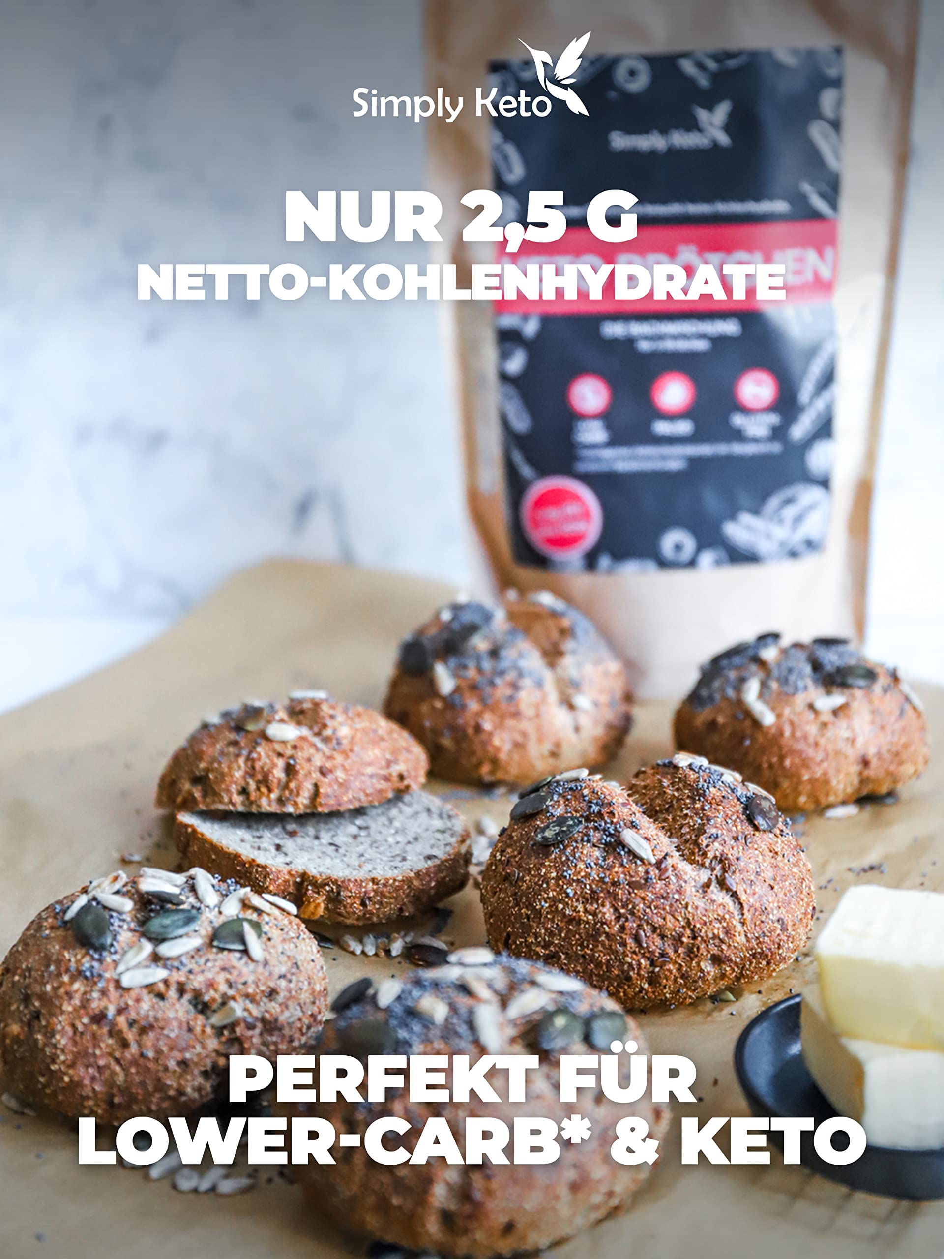 Keto Backzutaten Brötchen Backmischung 340 g Low Carb
