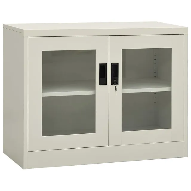 vidaXL Möbel Büroschrank Stahl Hellgrau 90x40x90 cm mit Glas