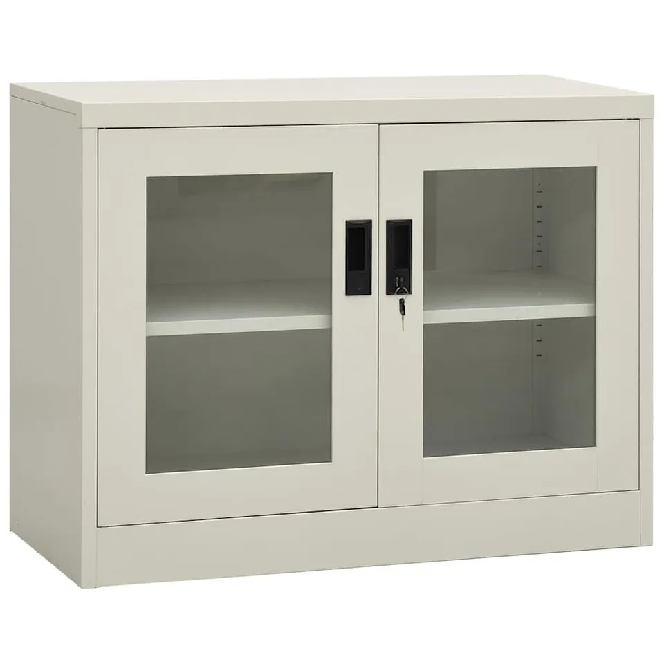 vidaXL Möbel Büroschrank Stahl Hellgrau 90x40x90 cm mit Glas