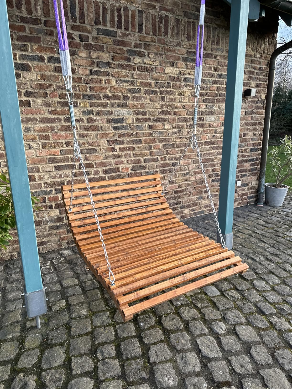 vidaXL Bugholz Bett-Schaukel Hängeliege Teak 115x147cm