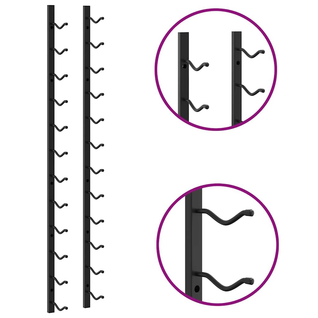 vidaXL Weinregal 12 Flaschen Wand schwarz Eisen