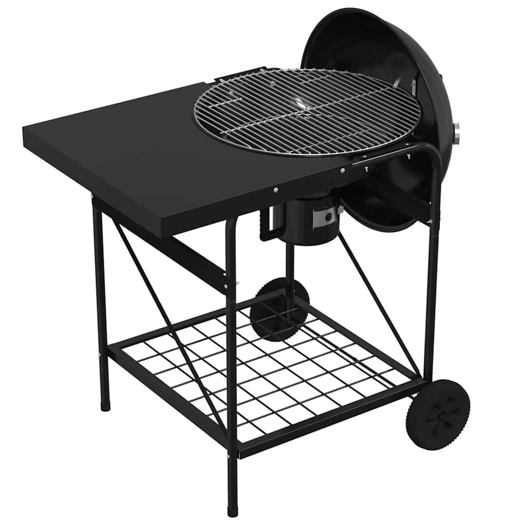 vidaXL Outdoor Grill Schwarz 91x71x107 cm Metall Rollen