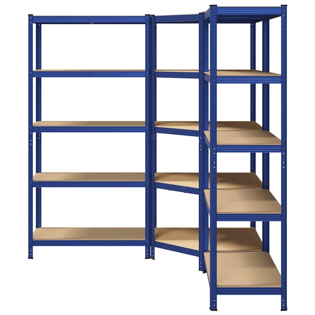 vidaXL Regal-Set 5 Böden 3-tlg Blau Stahl Schwerlastregal