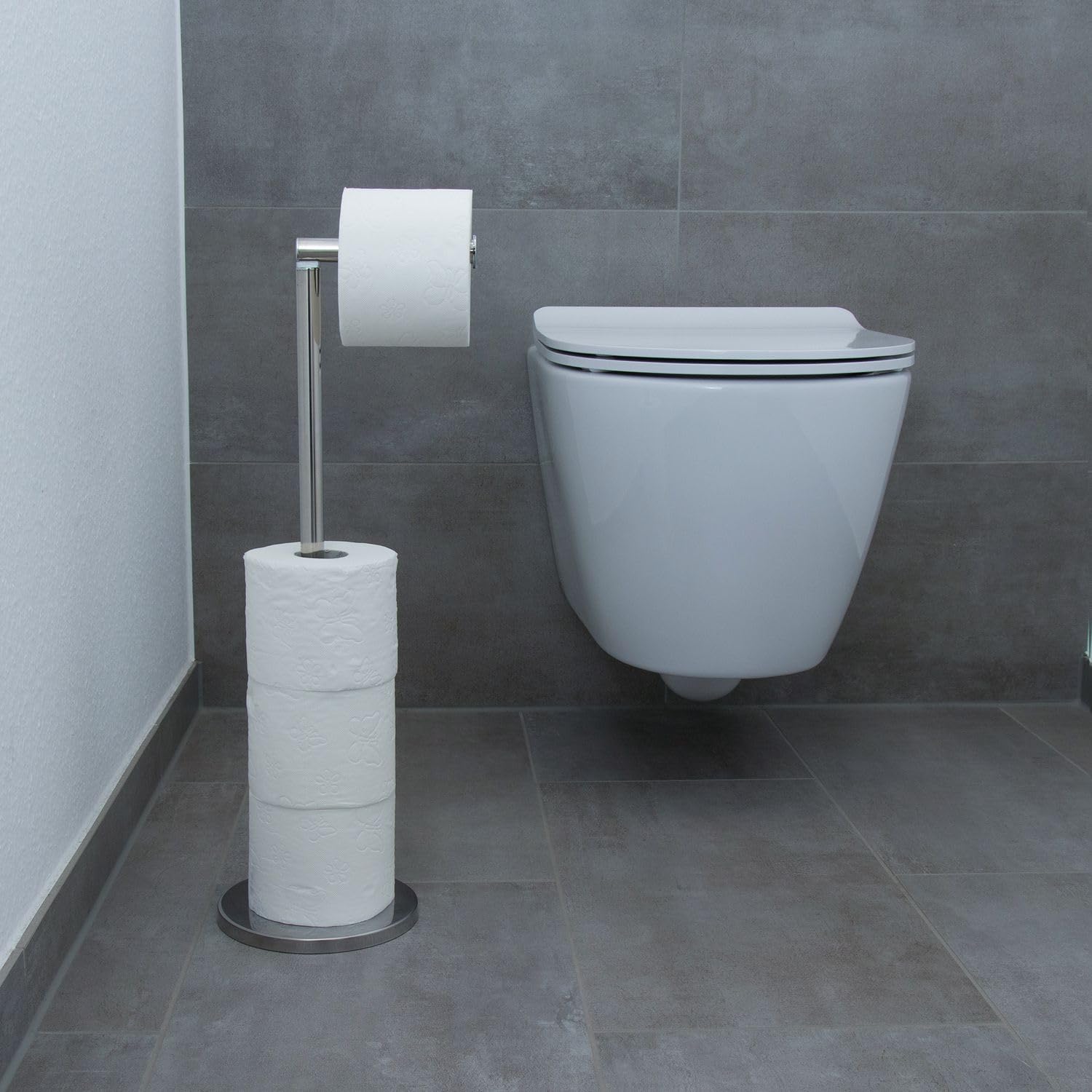 Intirilife Toilettenpapierhalter Edelstahl 55 cm Ständer