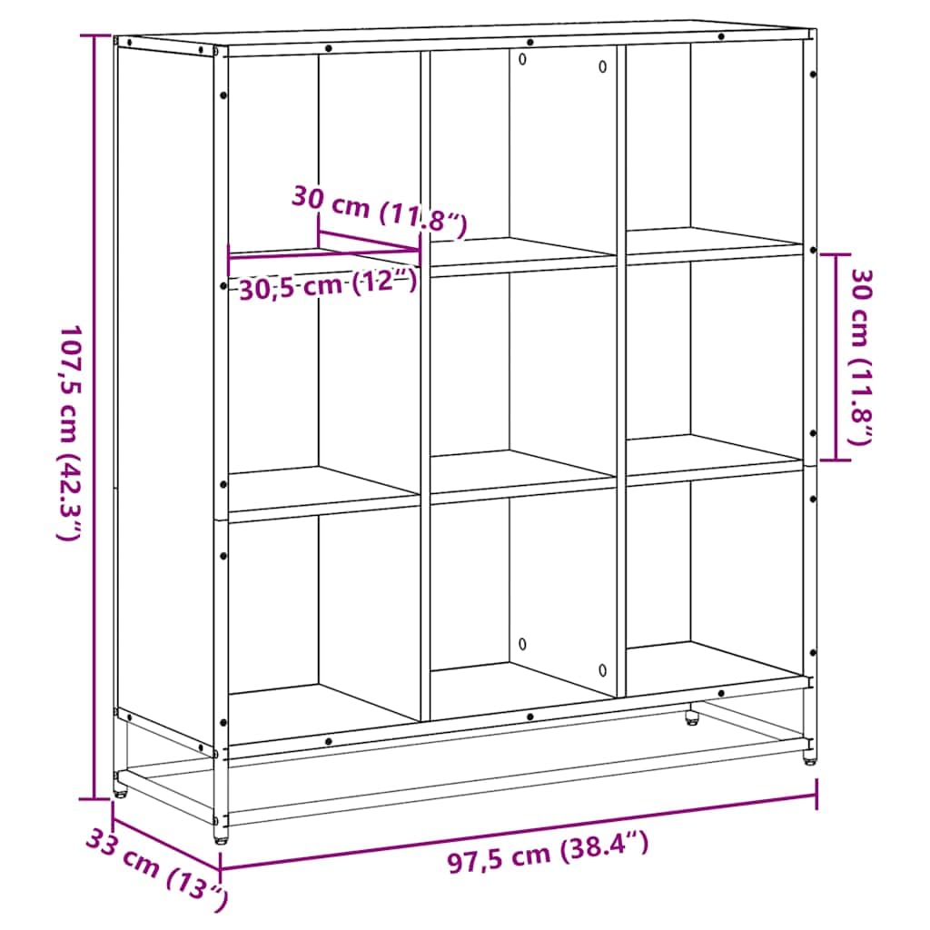 vidaXL Möbel Bücherregal 97,5cm Grau Sonoma Holz Metall