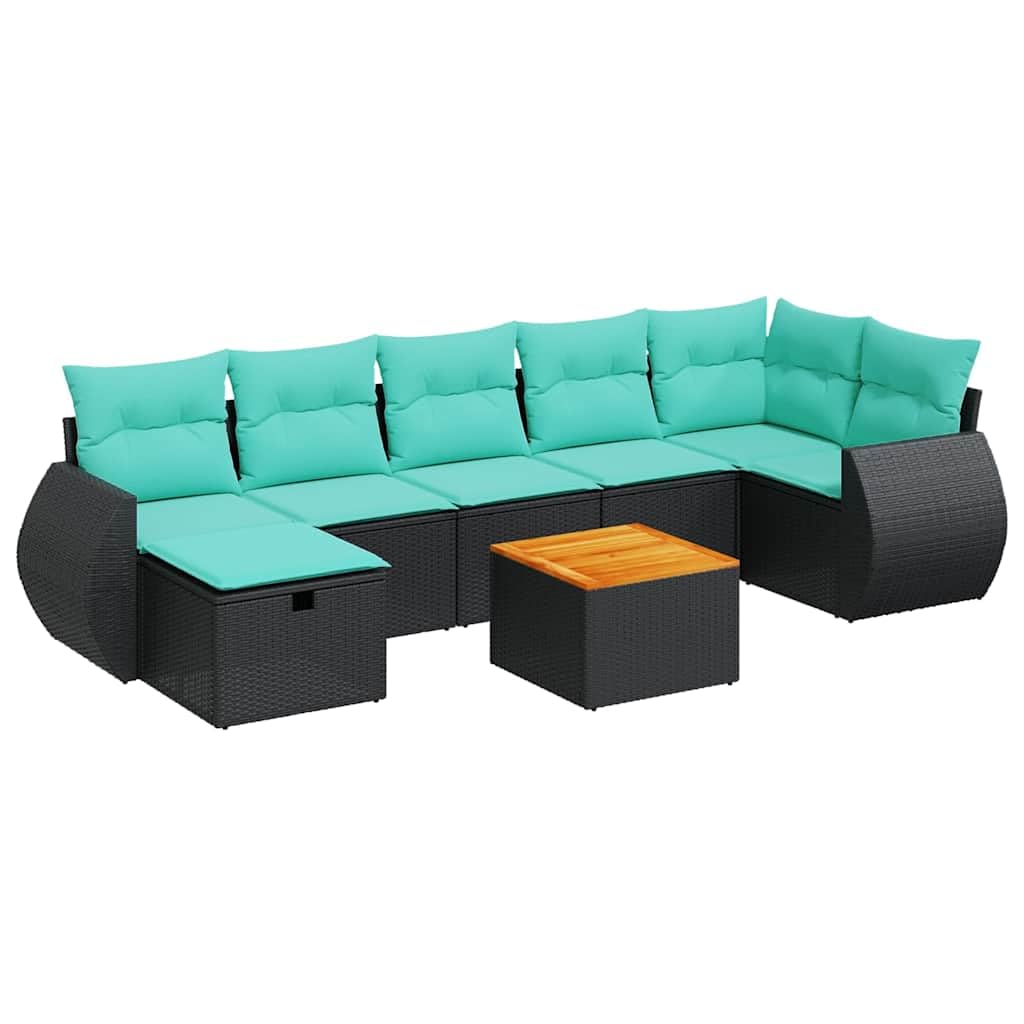 vidaXL Heim & Garten 8-tlg Garten-Sofagarnitur Schwarz Poly Rattan