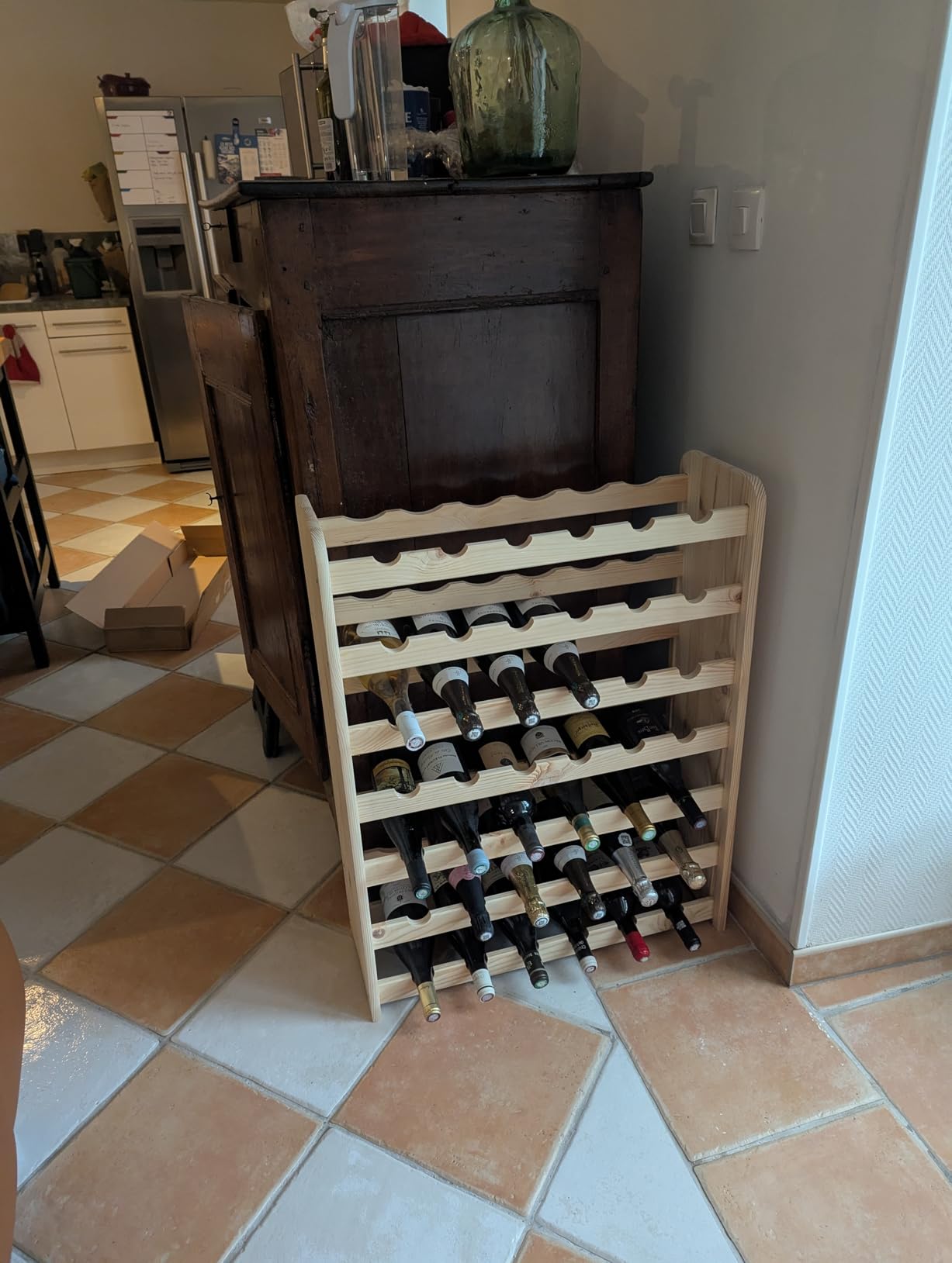 vidaXL Weinregal 33x25x37 cm Kiefer für 9 Flaschen Holz